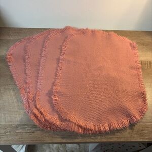 Set of 4 Dusty Rose Fringed Placemat Chargers 17”x12”